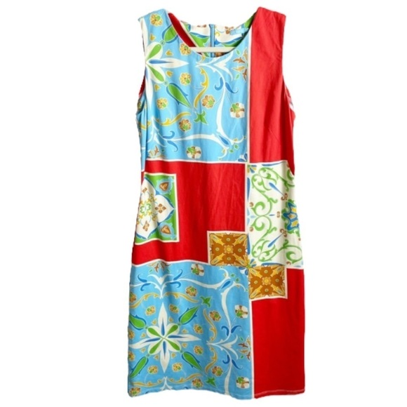 J. McLaughlin Floral Dress Sleeveless Patchwork Color Block Size Small - Picture 7 of 7